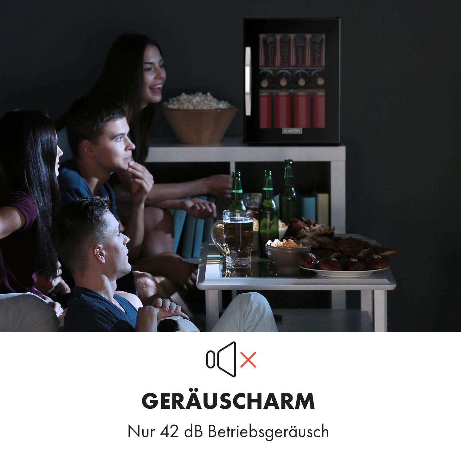 Klarstein Mini Kühlschrank 33 Liter mit Glastür, leise, verstellbare Ablagen