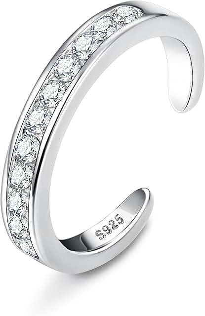 MILACOLATO 925 Sterling Silver Open Toe Rings For Women 18K White Gold Plated Arrow Heart Knot Infinity Link Adjustable Band Rings Finger Foot Jewelry