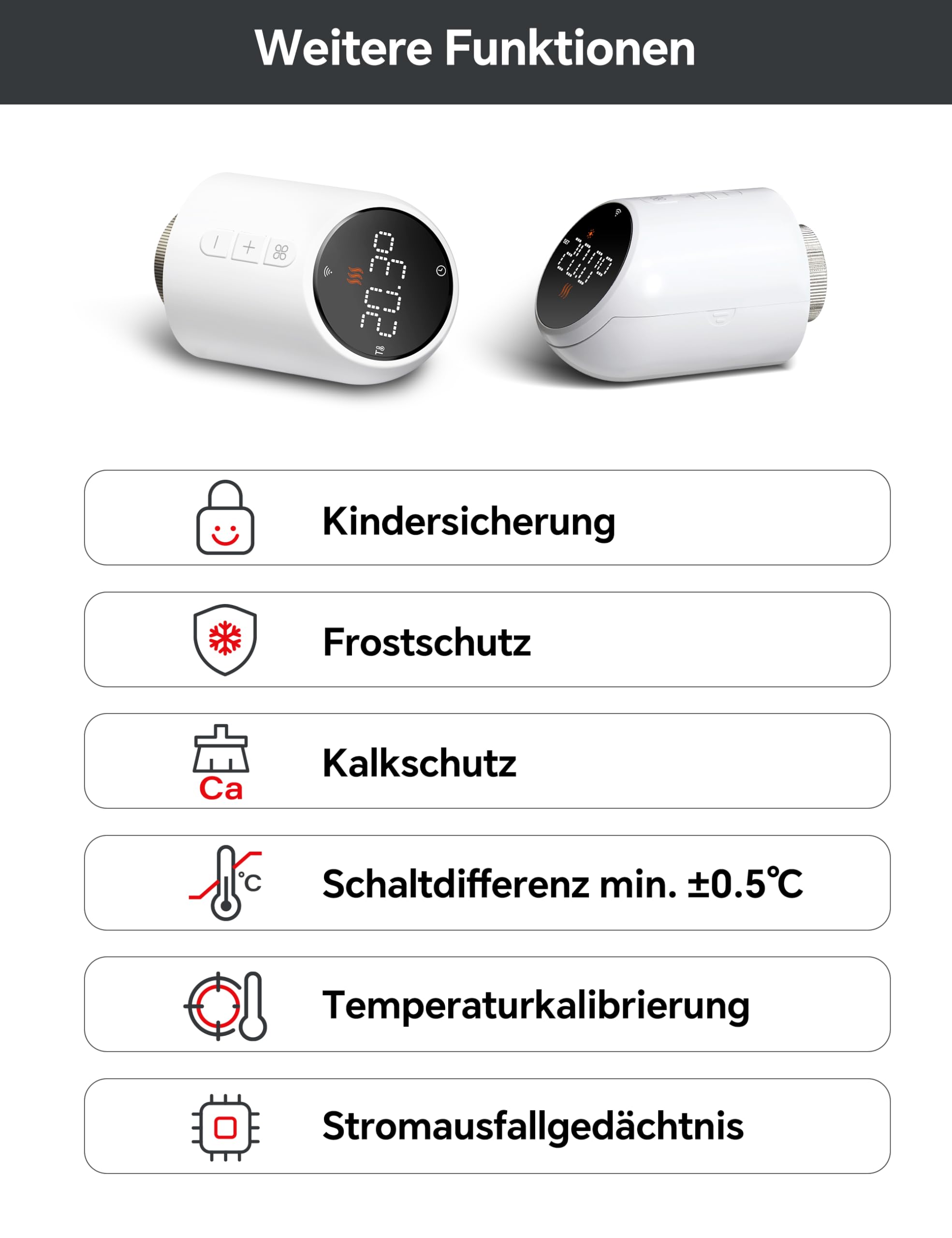 Heizkörperthermostat WLAN, Beok Thermostat Heizung Smart Thermostatkopf WiFi Heizungsthermostat Heizungsregler Digital Steuerung Per Tuya App, Google Assistant & Alexa, Batteriebetrieb