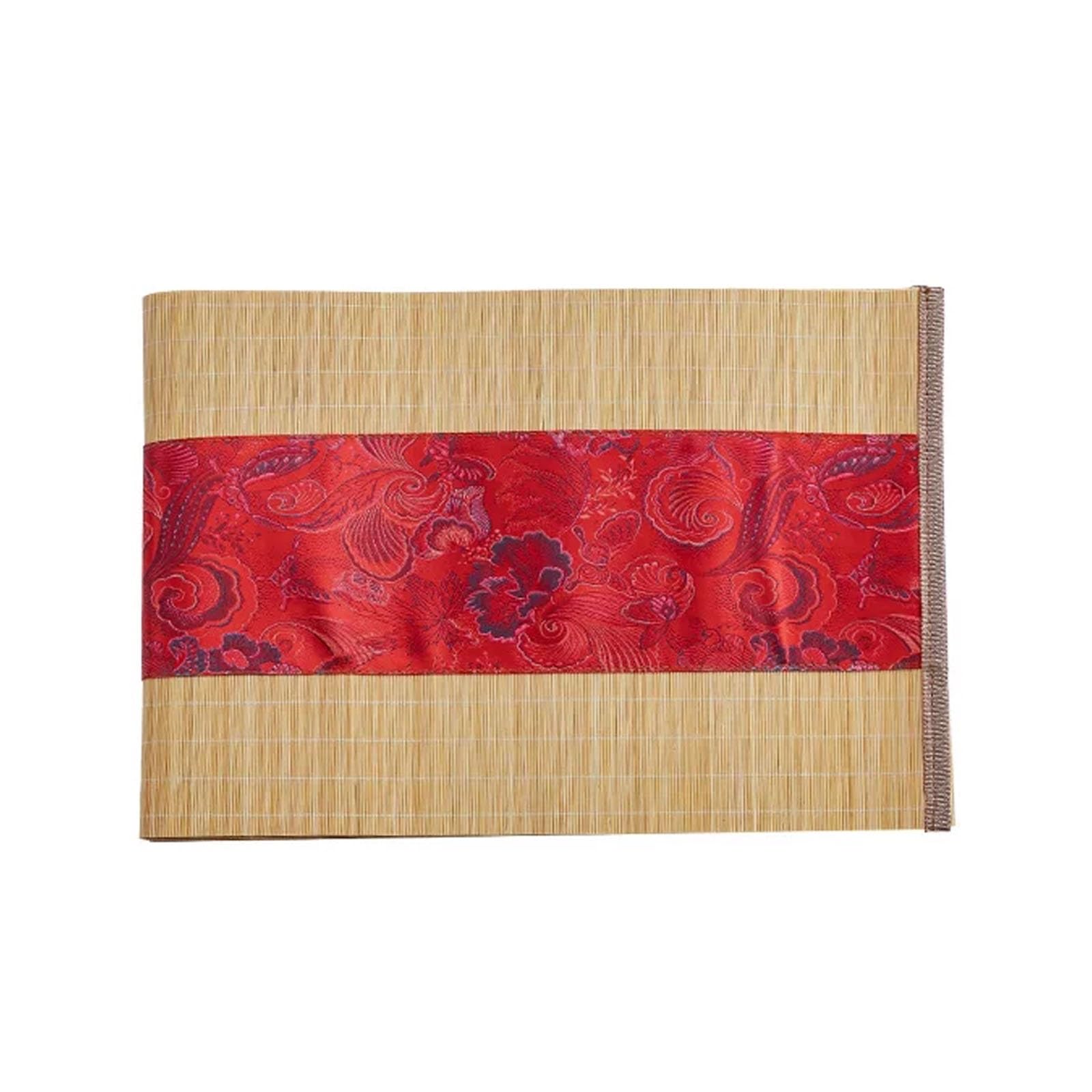 Chemin de table antidérapant et isolant en bambou tressé main, grand tapis thermique 30x300cm