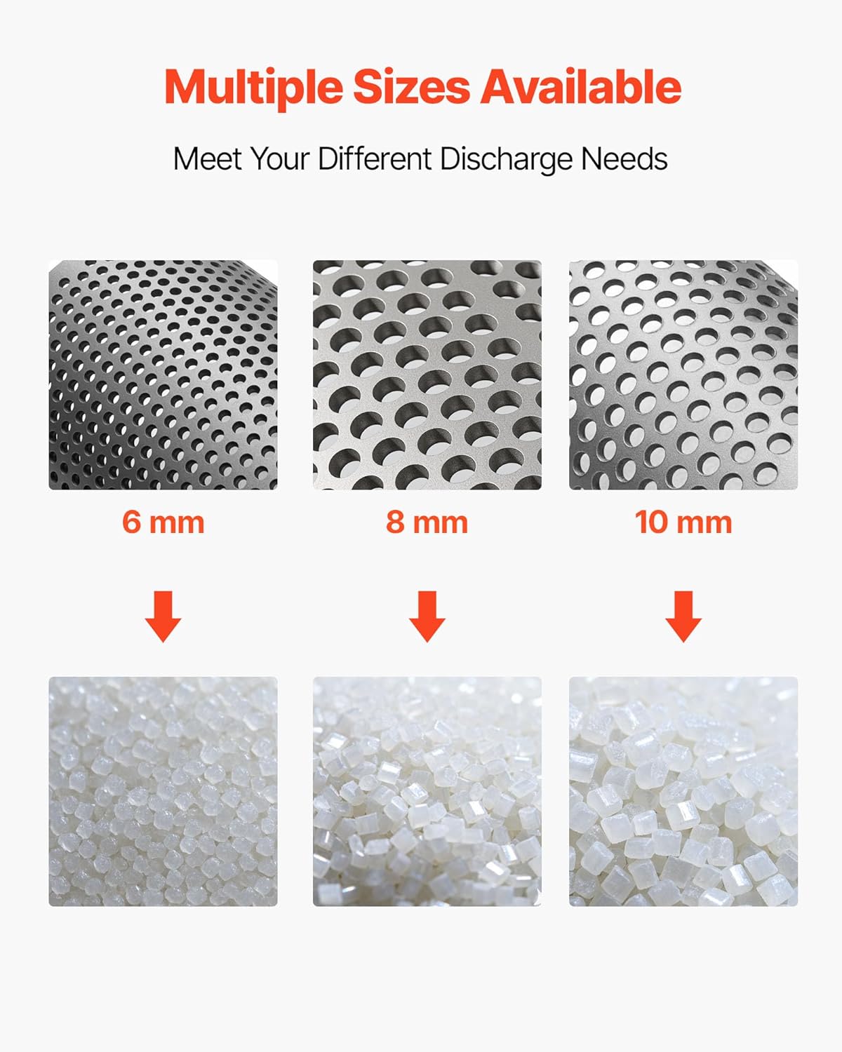 VEVOR Screen Mesh for Plastic Shredder, Steel Durable Mesh, 0.315 in/8 mm High-Precision Aperture Screen, Compatible with Model 180 Plastic Grinder, Suitable for Small Particle Recycling