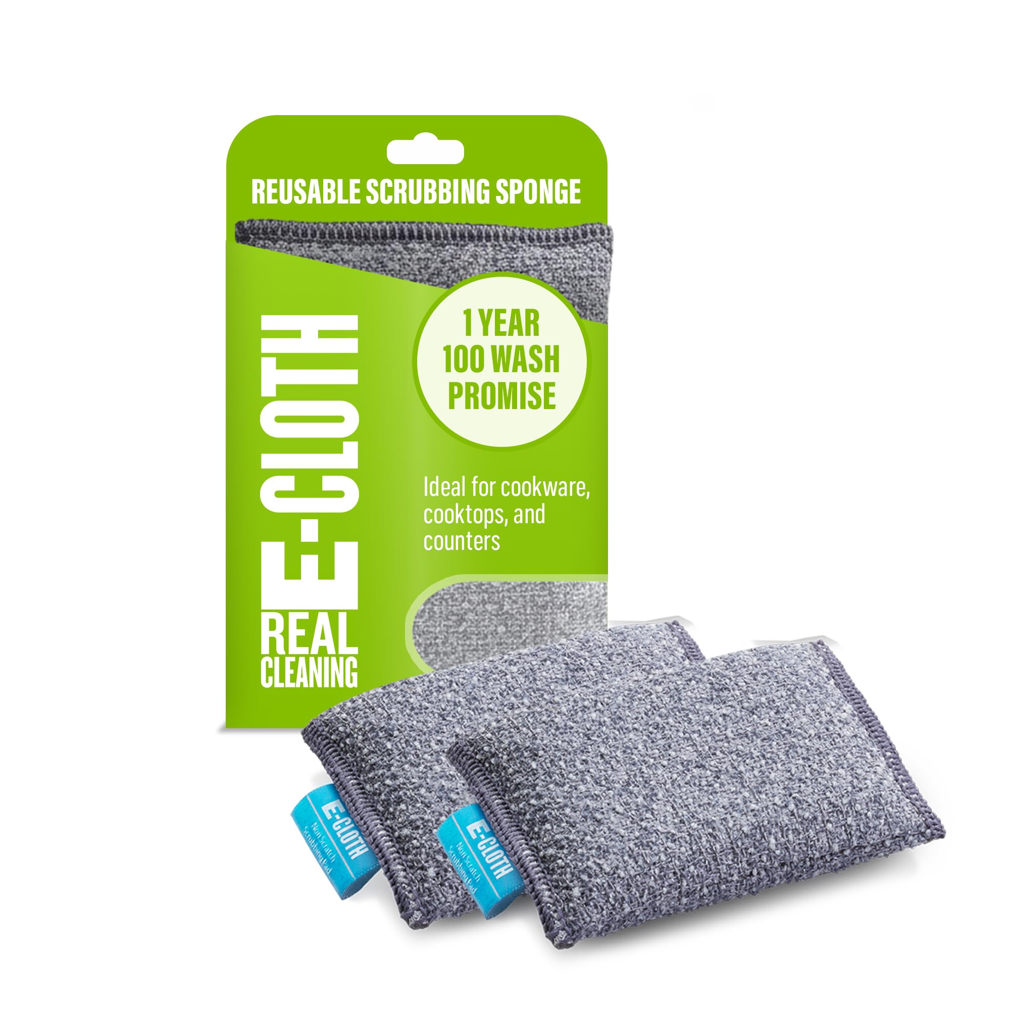 E-Cloth Non-Scratch Scrubbing Pads - Scrubbing Dish Sponges Kitchen Cleaning Kit - Reusable Scrubber Sponges for Dishes and Cleaning - Non-Scratch Scrubbers for Cleaning - 2-Pack