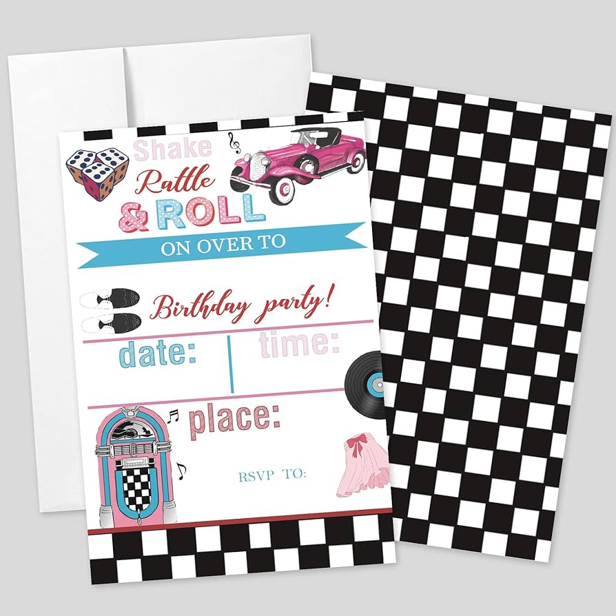 Amazon.com : 20 Sets 50's Sock Hop Birthday Party Invitations With Envelopes,Retro 1950's Jukebox Checkered Double-sided Printed Birthday Party Invitation Invite Cards for Teen Girls Boys,50's Birthday Invites : Home & Kitchen amazon-com-20-sets-50-s-sock-hop-birthday-party-invitations-with-envelopes-retro-1950-s-jukebox-checkered-double-sided-printed-birthday-party-invitation-invite-cards-for-teen-girls-boys-50-s-birthday-invites-home-kitchen
