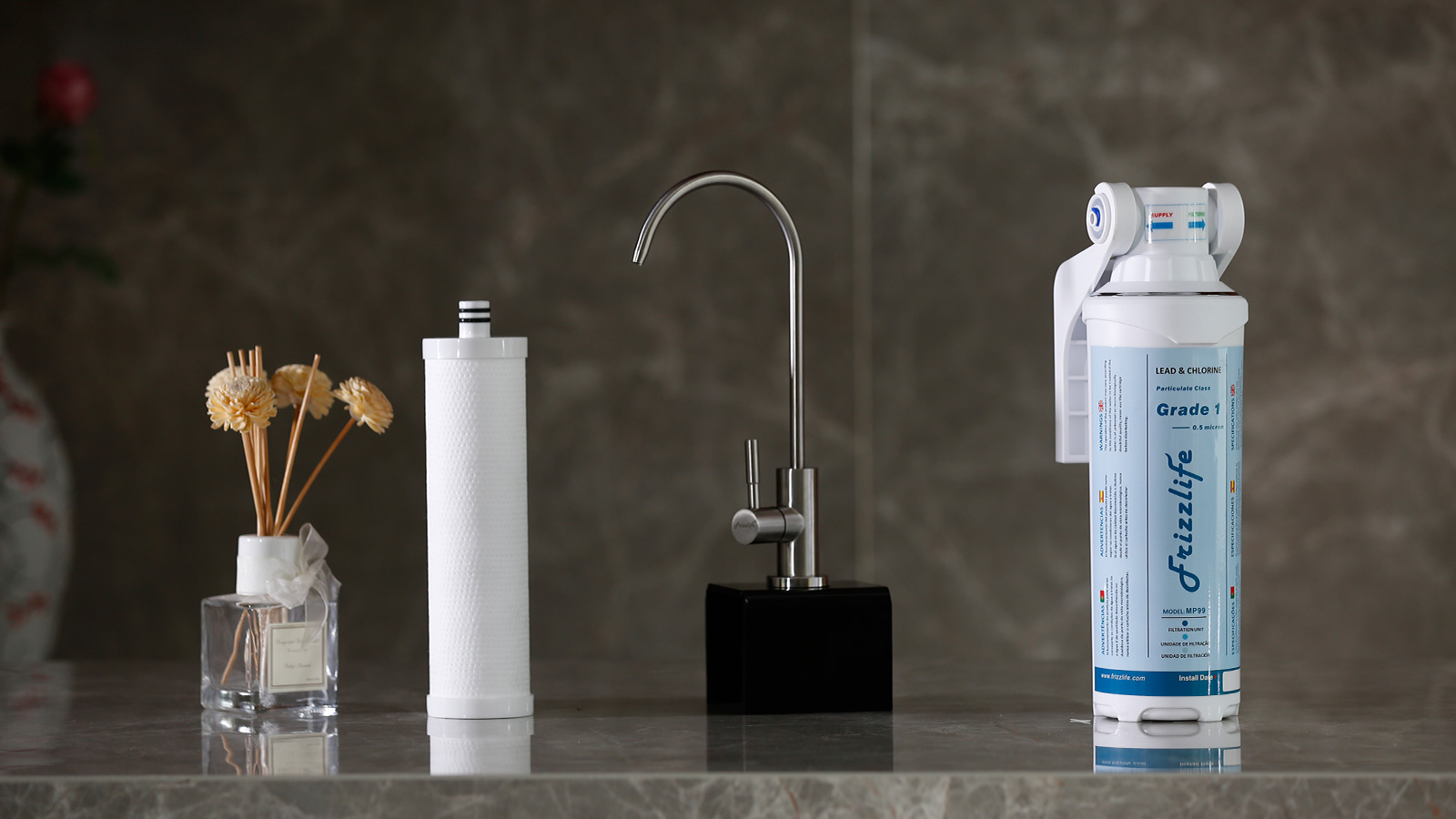 Image of Frizzlife Under Sink Water Filter-NSF /ANSI 53&42 Certified Drinking Water Filtration System-0.5 Micron Removes Lead, Chlorine,Bad Taste & Odor, W /Dedicated Faucet