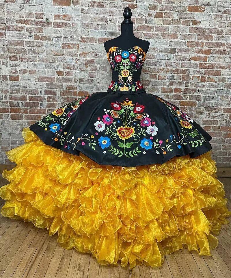 Ball Gown Puffy Embroidered Quinceanera Dresses Mexican Style Charro Sweet 16 Dress 20252