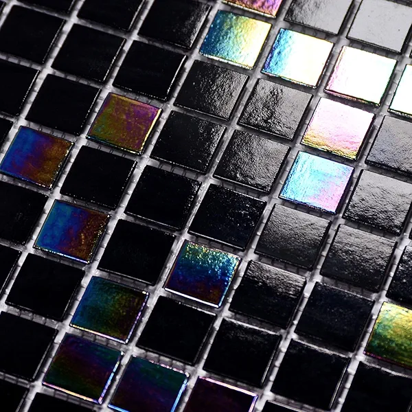 smafusion 11.5sqft Iridescent Black Mosaic Tiles for Bathroom Floor and Wall, Kitchen Backsplash, Shower and steam Areas, Fireplace, Restaurants, Hotels, Laundry, Swimming Pool (10pcs, Rainbow Black)