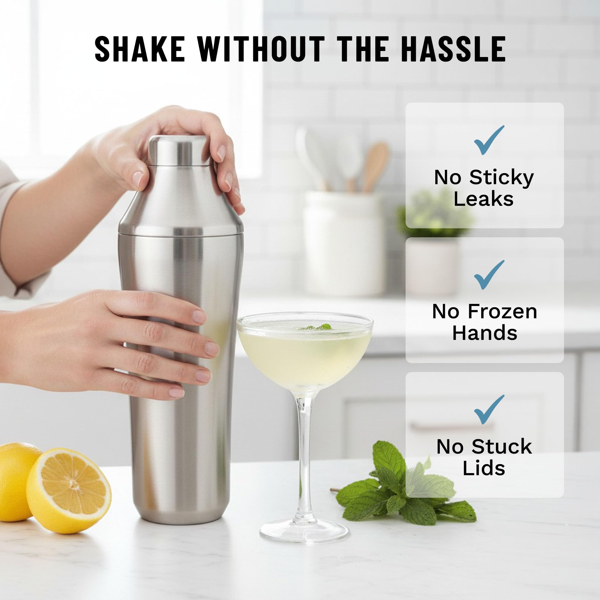 Elevated Craft Hybrid-Cocktailshaker, hochwertig, vakuumisoliert, aus Edelstahl, innovatives Messsystem, verbessern Sie Ihre Hausbar, 828 ml Gesamtvolumen