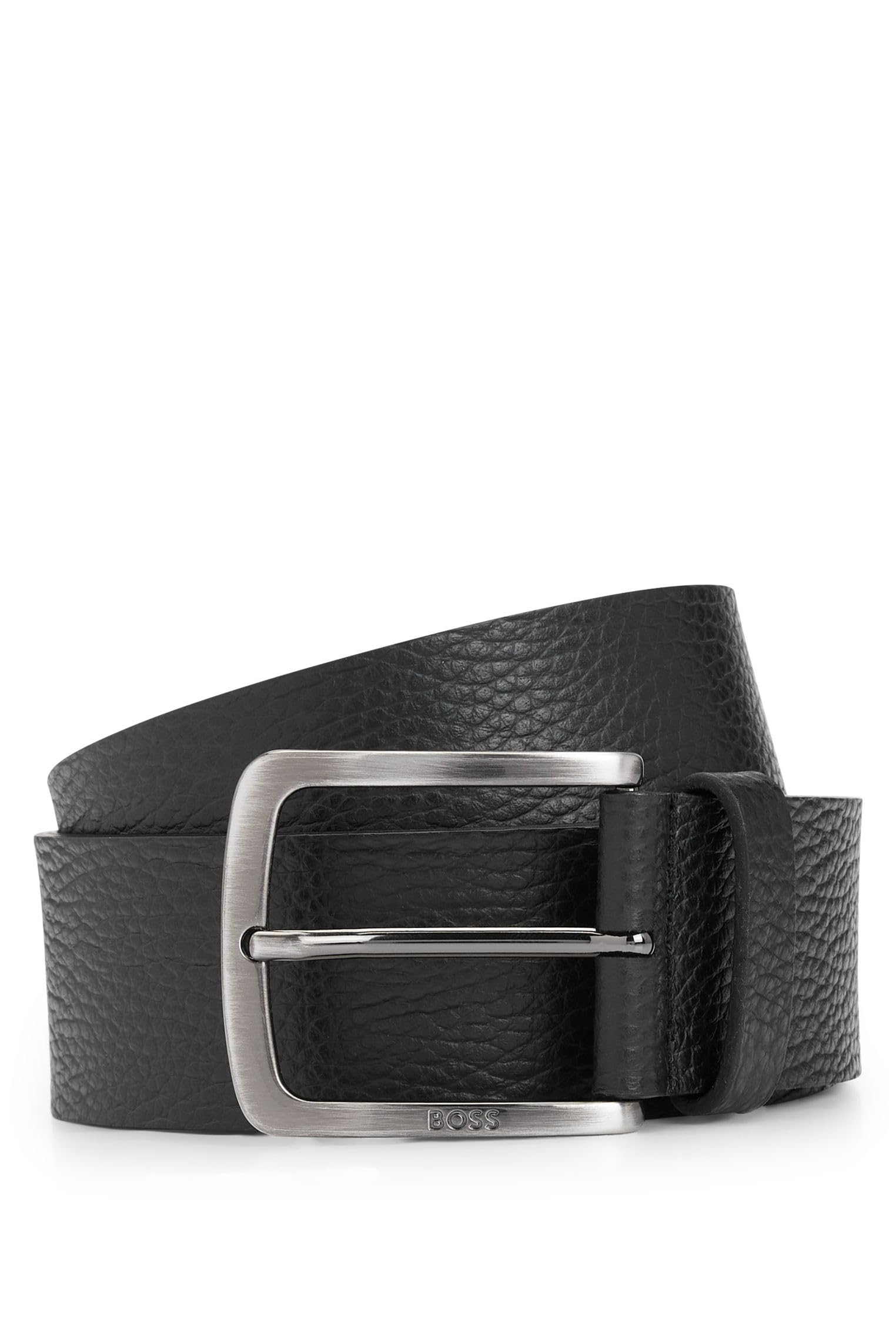 BOSS Men's Jor-Gr Sz40 Grained Italian Leather Belt with Logo Clasp, Black 1