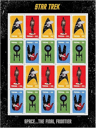 20 Star Trek USPS Forever First Class sellos de envío Enterprise Classic TV