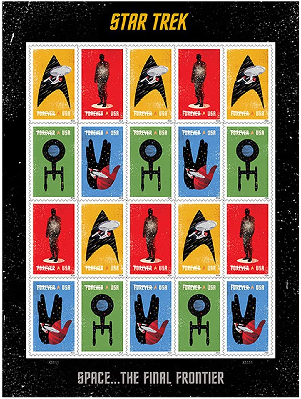 20 Star Trek USPS Forever First Class Postage Stamps Enterprise classic TV 1 sheet of 20 stamps