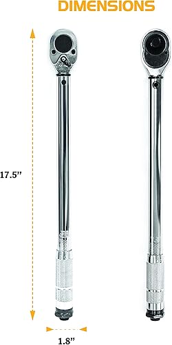 Miniatura 4 de Olympia Tools Llave dinamométrica manual de acero al cromo vanadio de 1/2 pulgada, 10-150 pies/lb