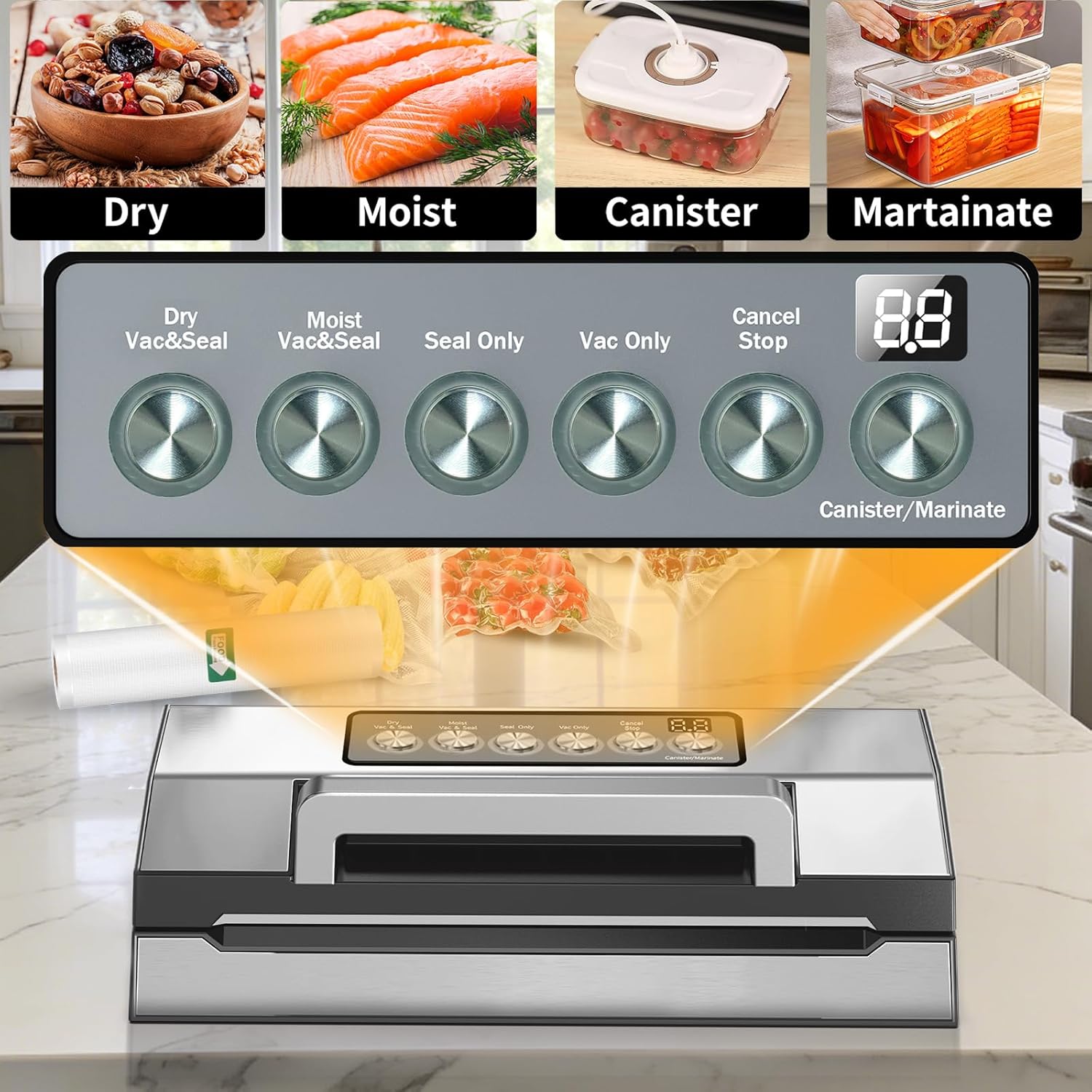 Precision Fast-Vacuum Sealer, LIWUNON Automatic Vacuum Sealer for Food, Powerful Vacuum with photo 3