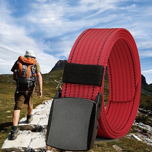 Miniatura 7 de LionVII Cinturón para hombre, cinturón ajustable con hebilla de plástico transpirable para deportes de trabajo, fácil de recortar para adaptarse a