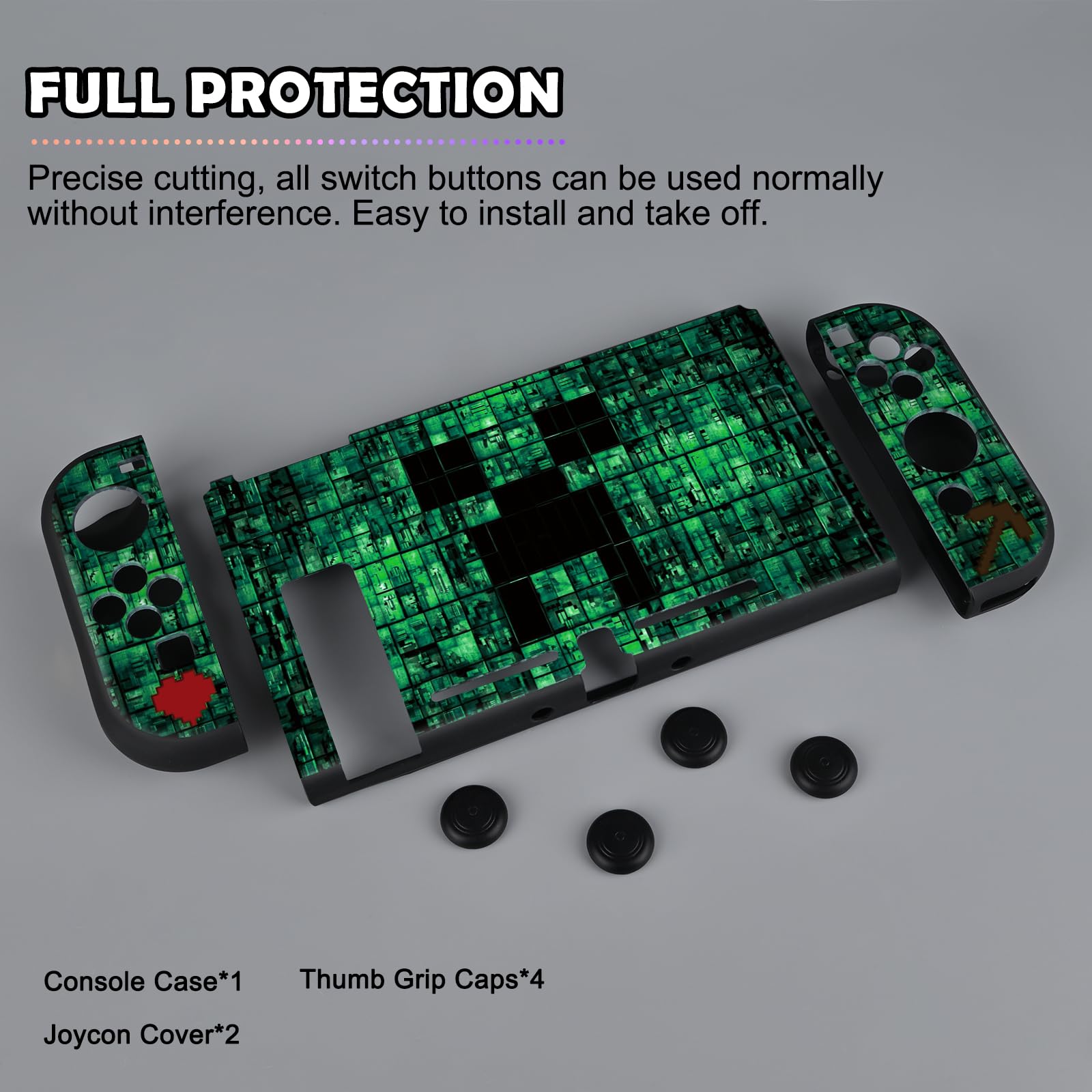 DLseego Coque pour Switch,Mince Souple Dockable Switch Coque de Protection Résistant aux Rayures Cover de Protection en TPU avec 2 JoyCon Cover et 4 Capuchons de Poignée de Joystick-Vert Switch