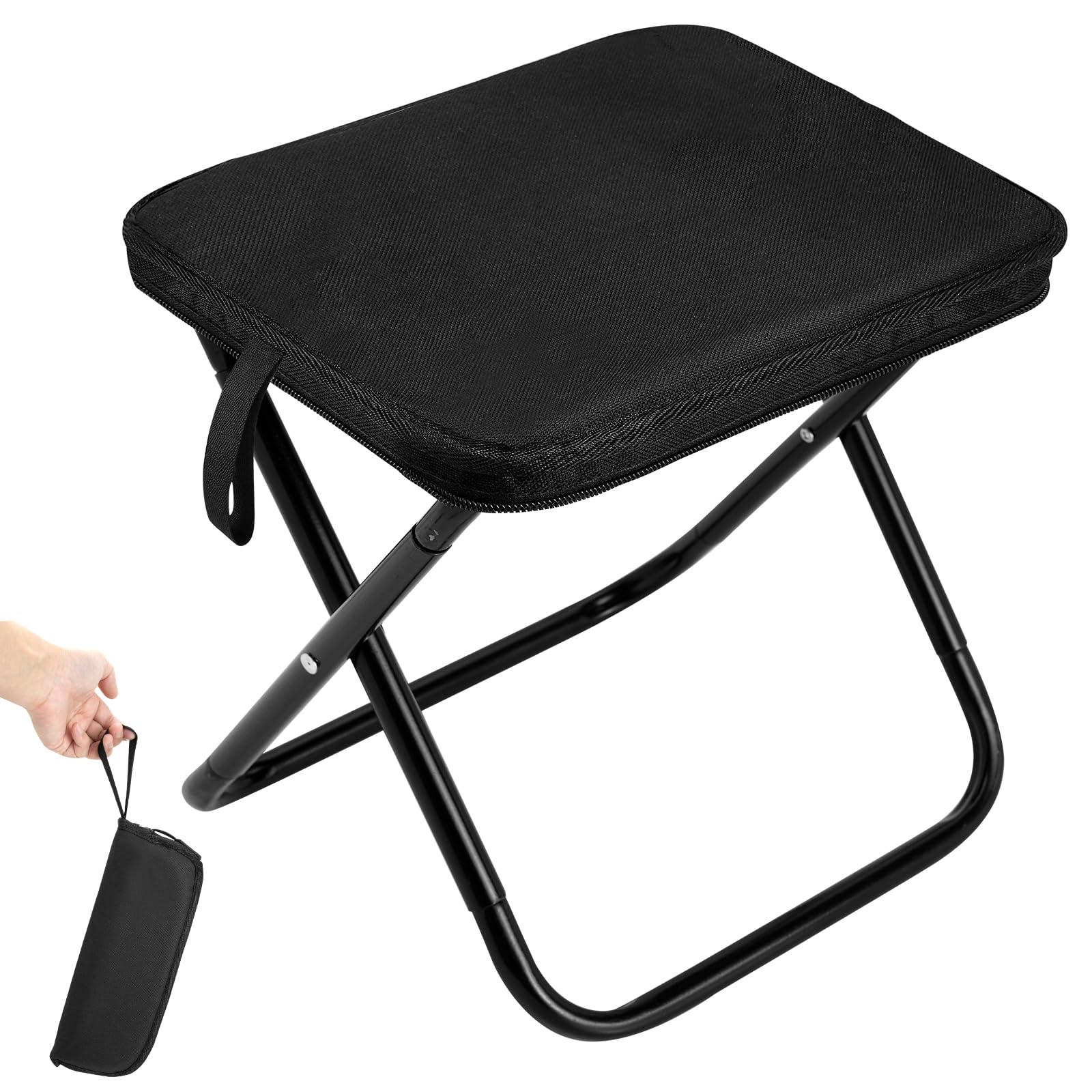 Przenośny składany stołek mini – lekki taboret kempingowy, składany, 28 x 28 x 24 cm, stabilny taboret składany do 150 kg, ultralekkie krzesło składane na kemping, do podróży i wędkowania