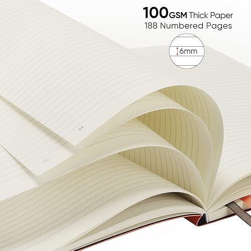 Miniatura 2 de FLEEKOOL Diarios de negocios, paquete de 2 cuadernos B5 de tapa suave grande con papel rayado grueso de 3.53 ozm, 376 páginas numeradas, 7.6 x 10