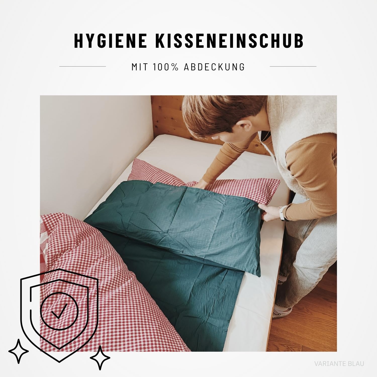 NORDKAMM® Hüttenschlafsack aus Baumwolle Ultraleicht (360 g), waschbares Schlafsack Inlett (210 x 80 cm), Hüttenschlafsack leicht kombinierbar, Schlafsack leicht kleines Packmaß, Sleeping Bag Liner
