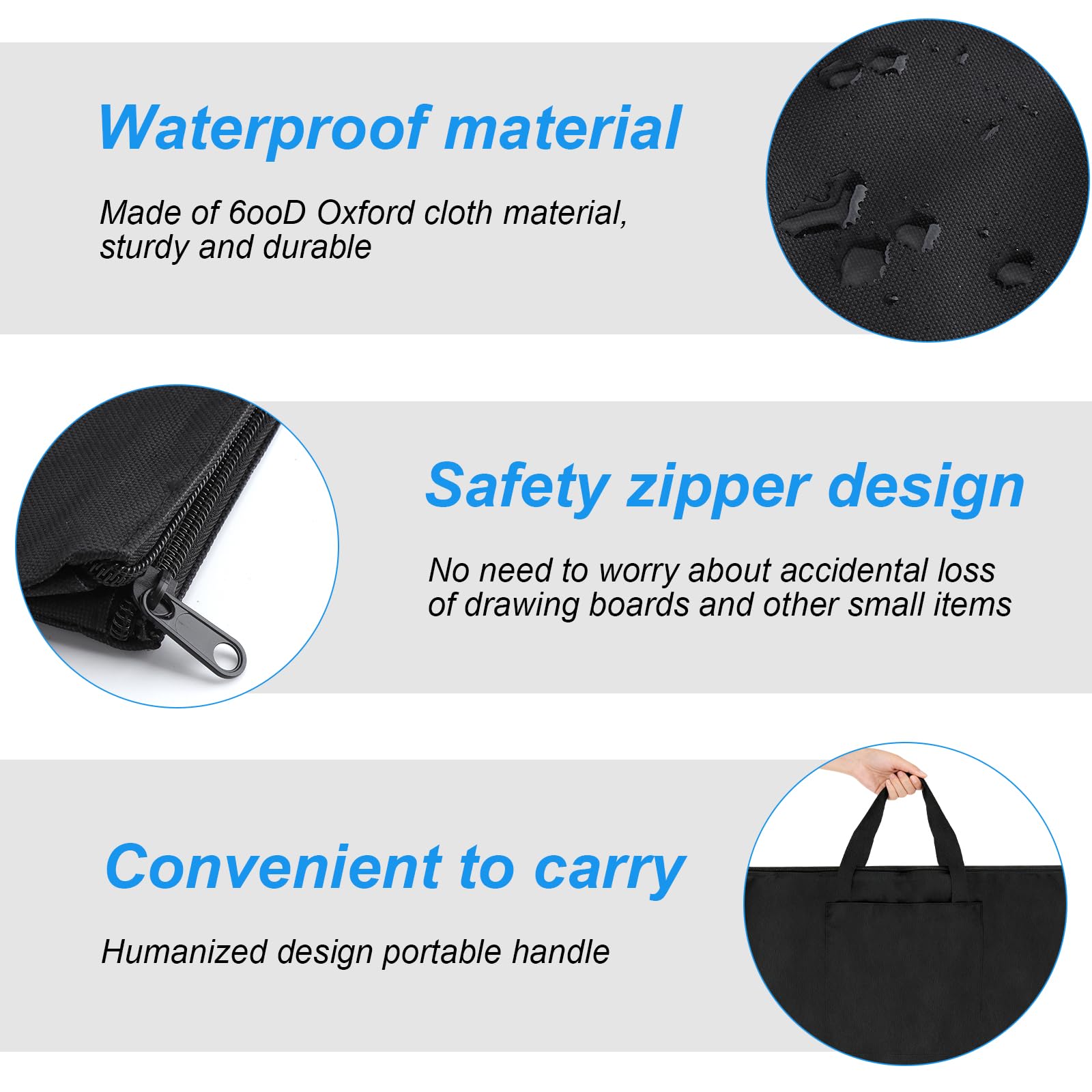 A2 Zeichenbrett Tasche Transporttasche Kunstmappe A2 Wasserdicht Leichte Portfolio Hülle Zeichenmappe Künstlermappe Zeichenmappen Tragetasche Aufbewahrung Multifunktional Zeichnungtasche