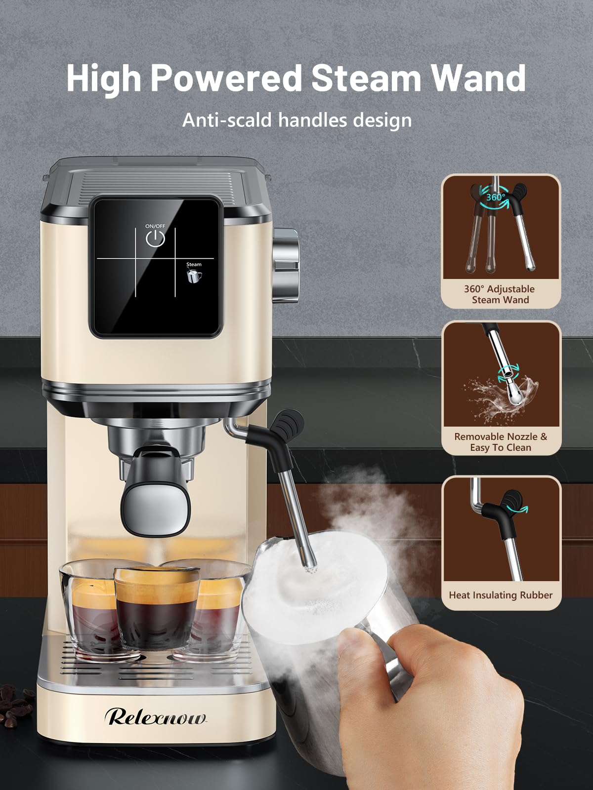 RELEXNOW Espresso Machine - Make Cappuccinos & Lattes -7 RELEXNOW Espresso Machine - Make Cappuccinos & Lattes -7