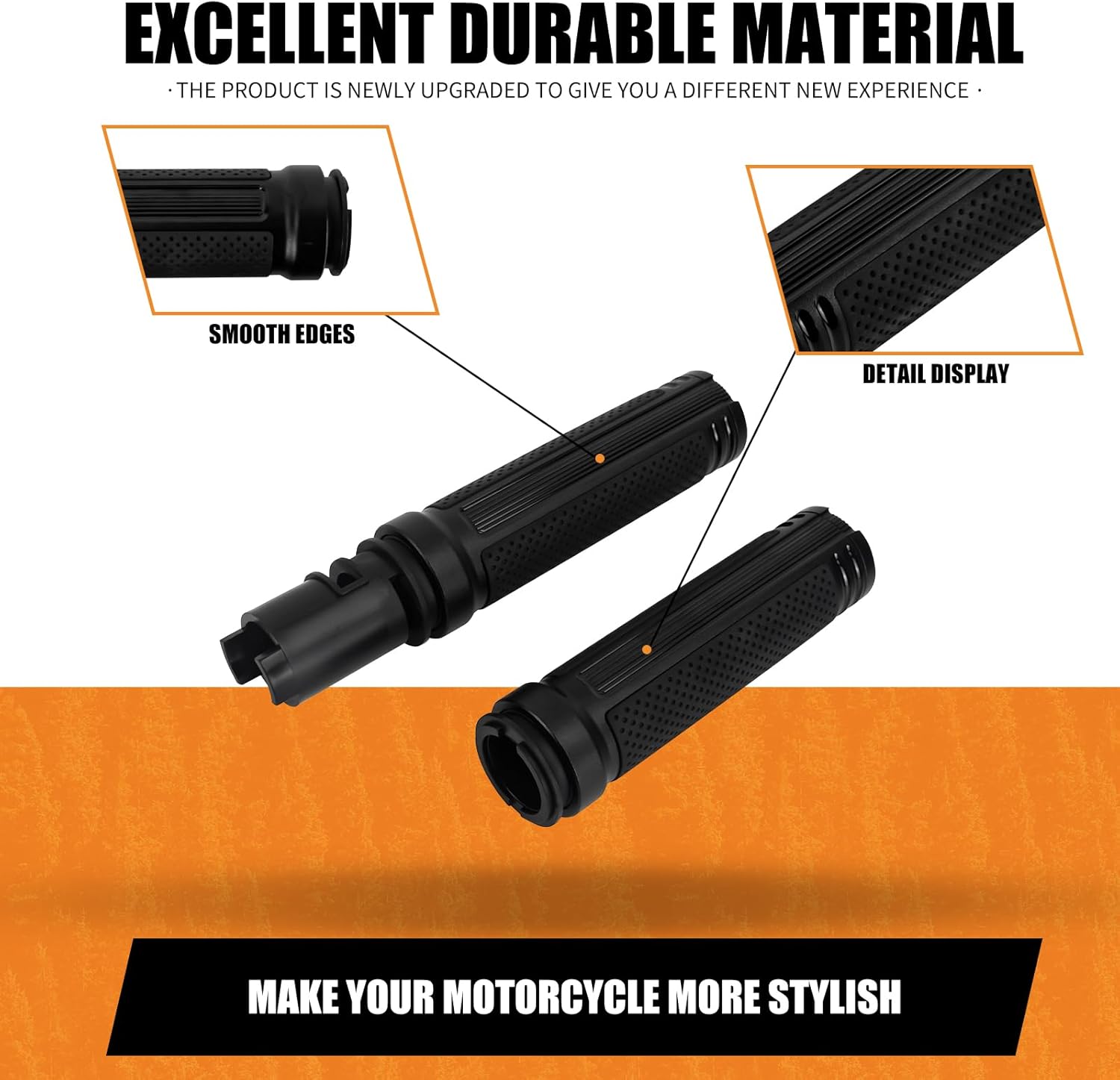 Handlebar 1 Inch/25mm Hand Grips Rubber Aluminum Anti-Slip Grip Compatible with Harley CVO Road Glide 2023-2025 CVO Street Glide 2023-2025 Softail 2025-up All Black