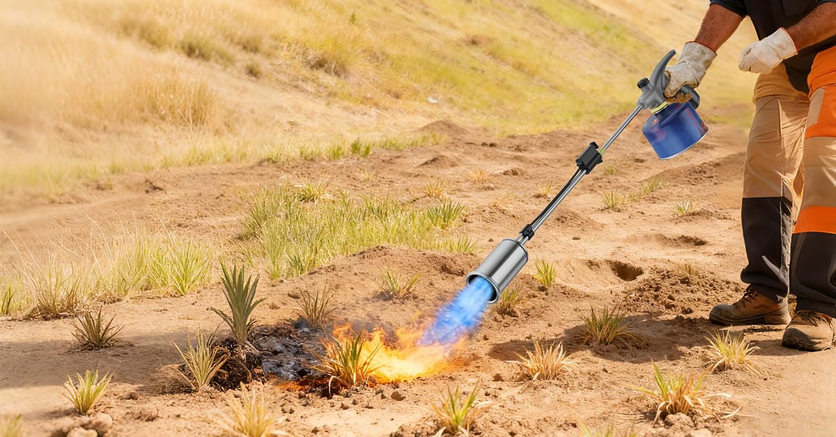 Sondiko Quemador de malas hierbas de llama grande, quemador de gas, quemador de soplado de alto rendimiento, potencia 800.000 BTU para jardín, pasarela, hielo, nieve, techos (excepto tanques de