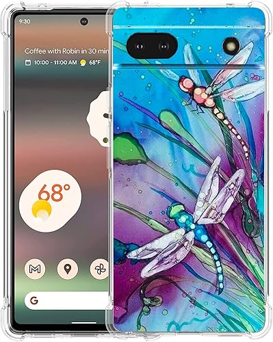 Funda para Pixel 6a, bonita protección contra caídas de libélula a prueba de golpes, TPU de cuerpo completo, resistente a los arañazos para Google
