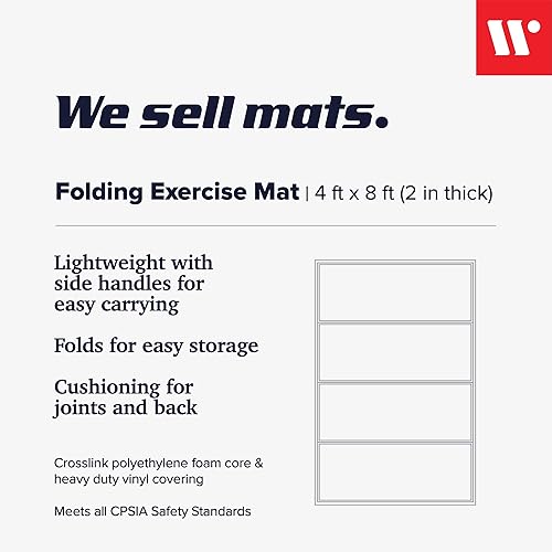 Miniatura 2 de We Sell Mats 4 ft x 8 ft x 2 in Personal Fitness & Exercise Mat, Lightweight and Folds for Carrying