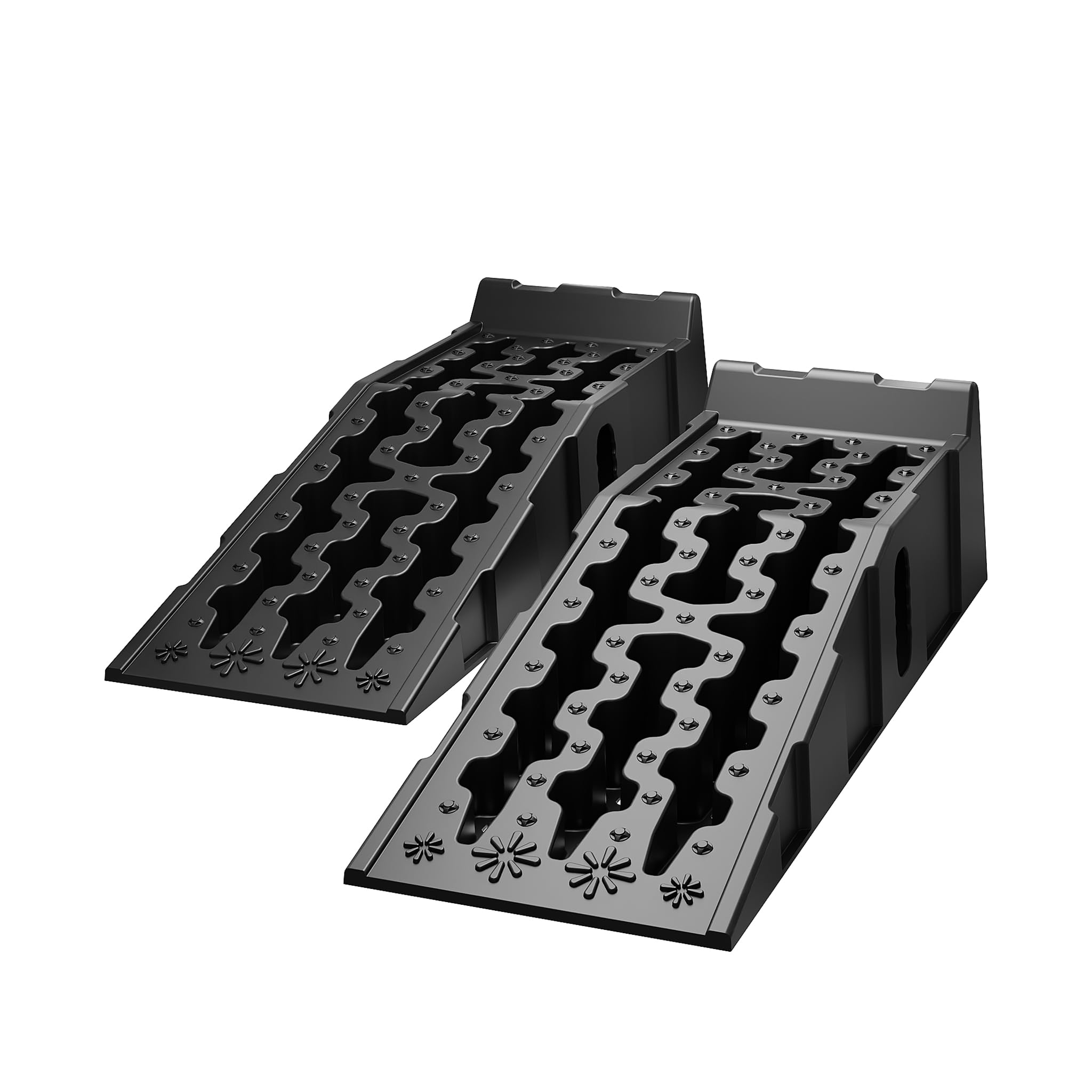Wiltec Auffahrrampe für Pkw 2er Set bis 5 t Traglast, robuste Autorampen aus PP, Unterlegkeile 90,5 x 30 x 21,5 cm, Auffahrkeile mit rutschsicherem Boden, ideal für Wartungsarbeiten