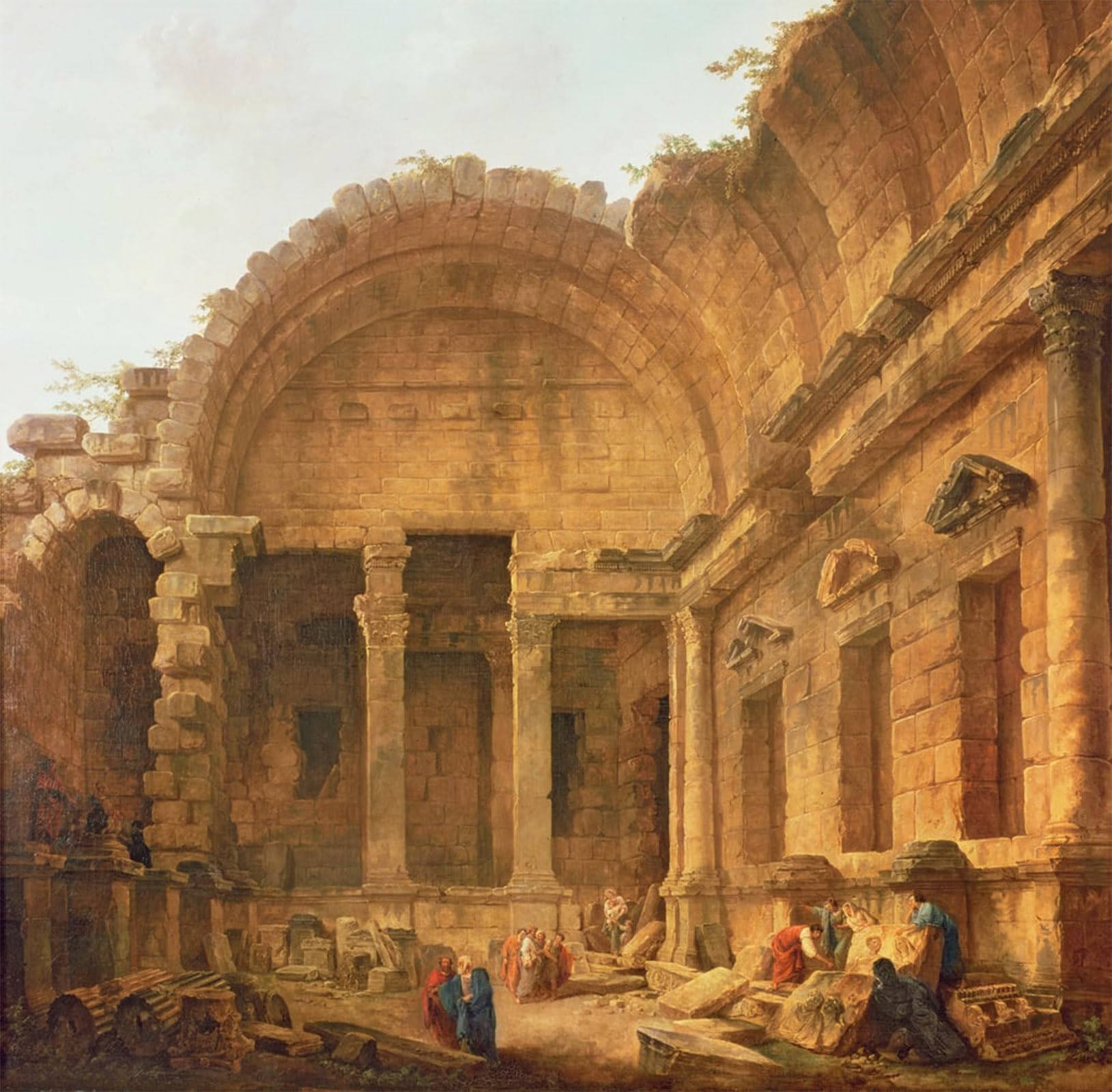 POSTERIIk Famous Print Pop Art Wall Art Graffiti Interior of the Temple ofAt Nimes by Hubert Robert Art Prints for Home Decor 60x90cm