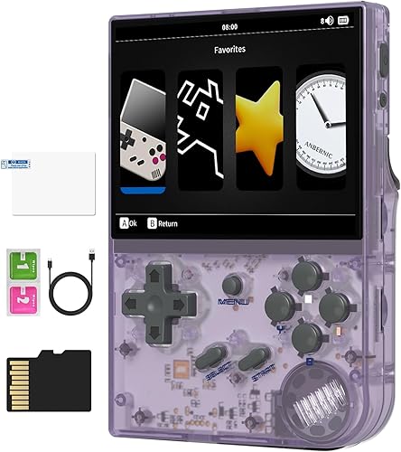 RG35XX 2024 Consola de juegos portátil retro Sistema Linux HD y salida de TV Pantalla IPS de 3.5 pulgadas Tarjeta 64G TF 5500+ Juegos Clásicos