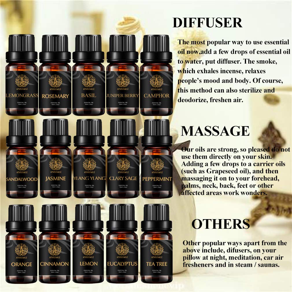 100% reine Ylang Ylang ätherische Öle Set für Diffusor,15x10ml Aromatherapie Sandelholz ätherisches Öl für Diffusor, Clary Salbei ätherisches Öl Set für Luftbefeuchter-JasminÖle...