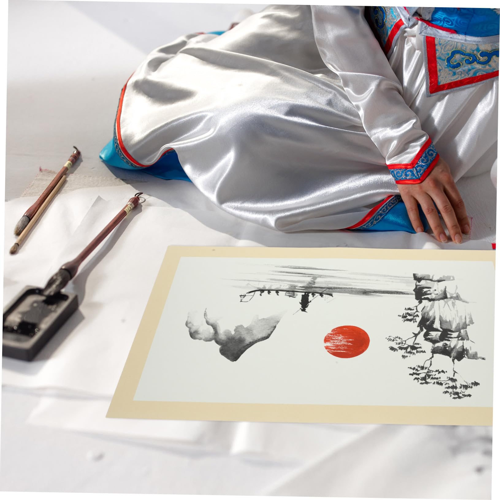 LOLIPPYY 10 Hojas de Papel Xuan Beige Papel Grueso Rectangular para Caligrafía China y Pintura Principiantes y Amantes del Arte