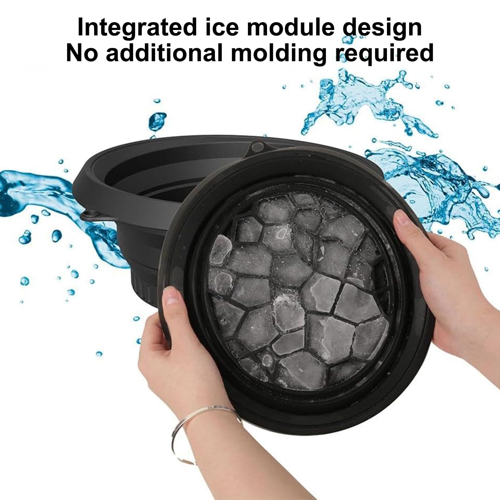 Cuenco De Hielo De Silicona Para Cara, Cuenco De Baño De Hielo Facial, Ice Face Bowl, Lavabo Plegable Con Bandeja De Hielo Incorporada, Para La Cocina De Viaje A Casa