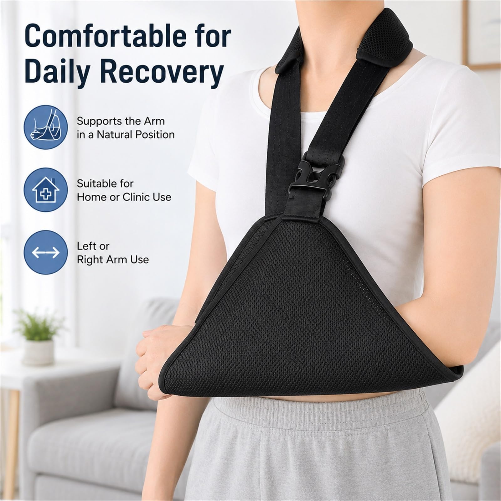 Cabestrillo para Brazo Inmovilizador de Hombro Ajustable Correa Superior Soporte Transpirable para Hombres y Mujeres con Lesiones en Hombro Muñeca y Codo Alivio