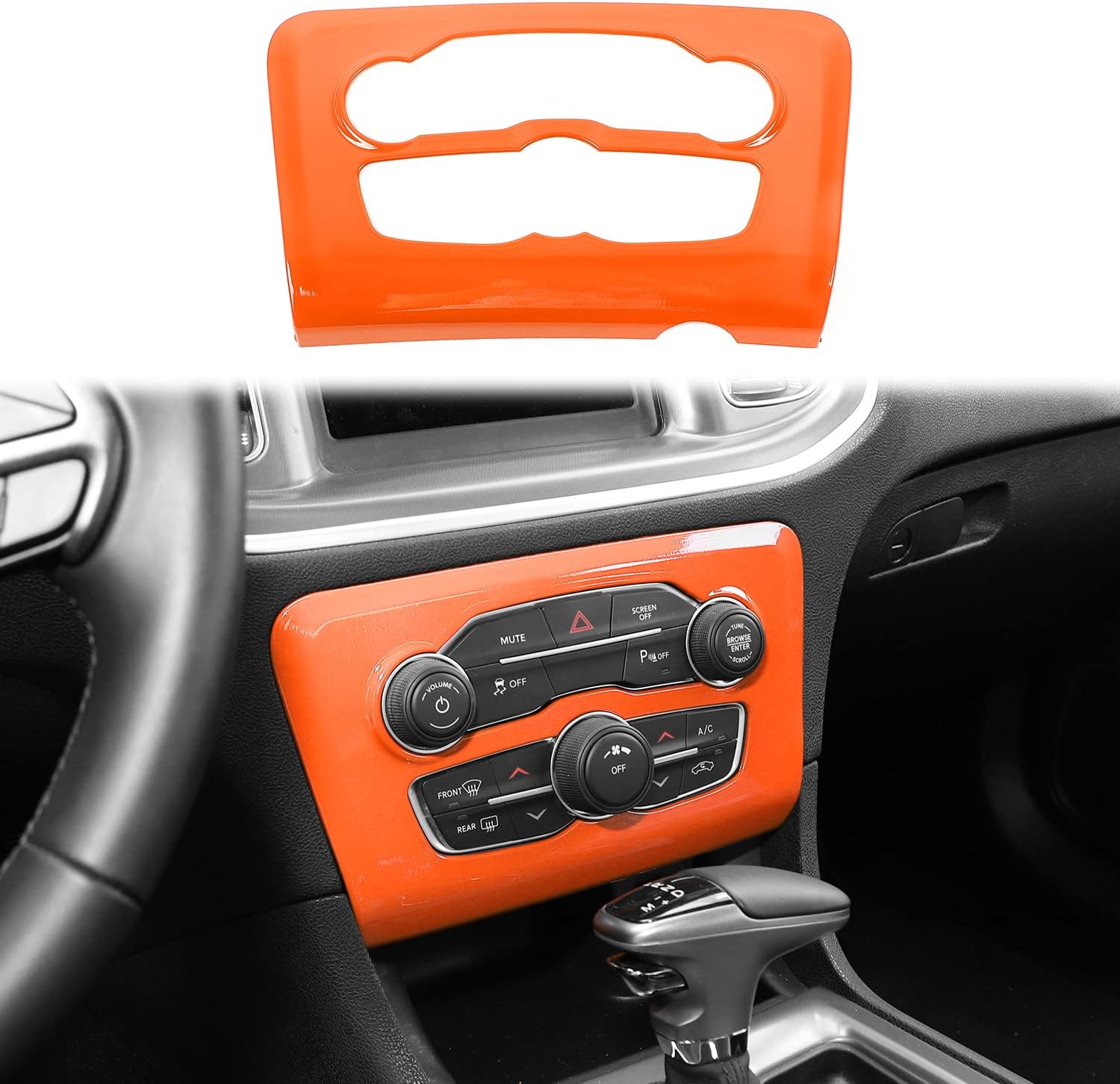 Voodonala for Charger Radio AC CD Switch Panel Center Consoles Trim for 2015-2025+ Dodge Charger Interior Accessories,ABS Orange 1pc