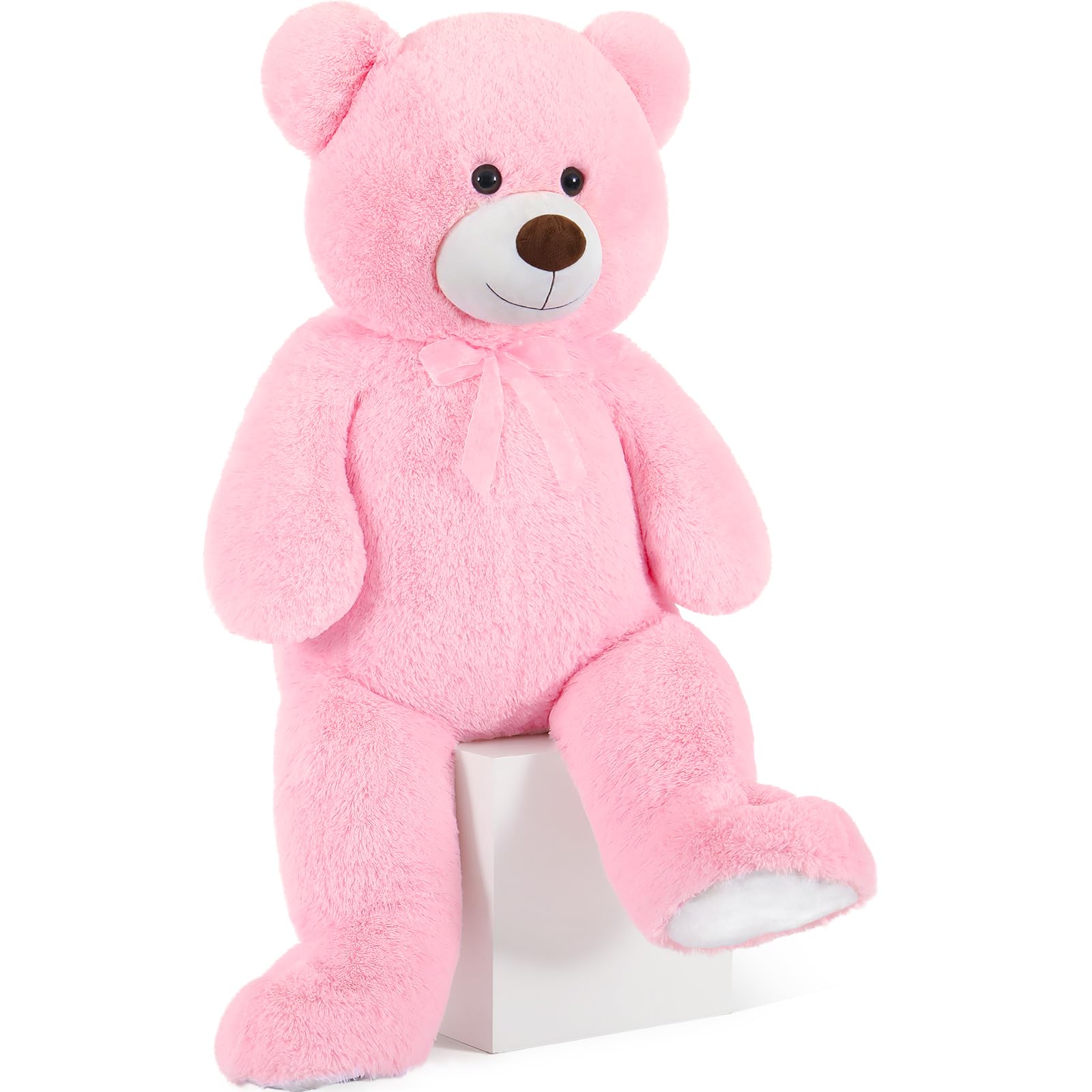 Big Pink Bear Plush Giant Teddy Bear Stuffed Animal Cute Teddies for Girls Baby Shower, Super Soft Cuddly Stuffy Teddy Plush Toy for Girlfriend Women Valentine's Day Gift