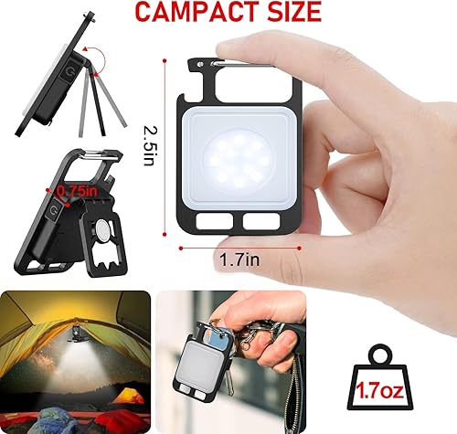 Miniatura 4 de Llavero mini linterna, 1000 lúmenes, luz COB súper brillante, 4 modos USB C linterna de bolsillo con lente azul roja, pequeña luz de trabajo