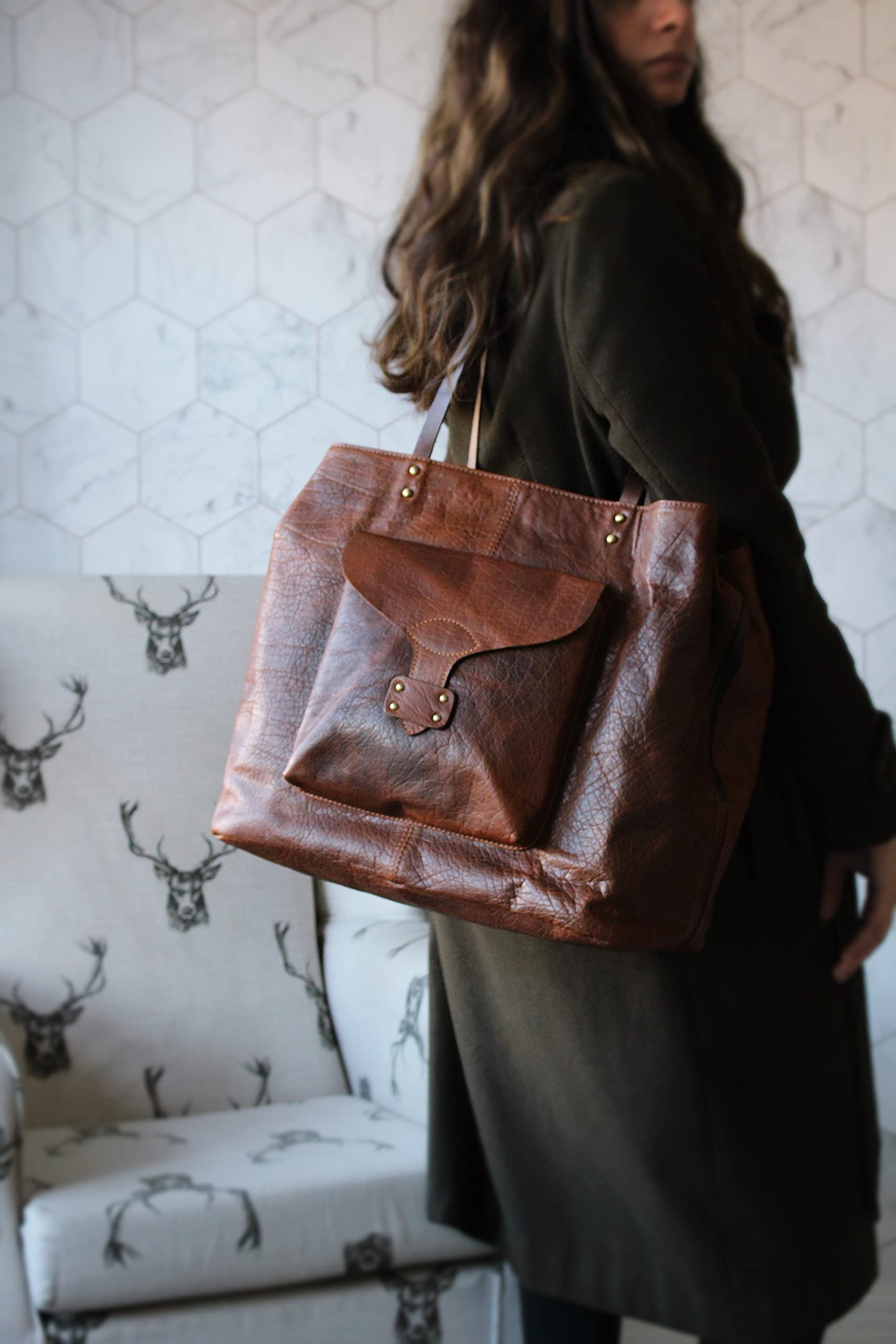 Handgefertigte personalisierte Damen Lederhandtasche Umhängetasche große Tote (passende Brieftasche zum Kauf erhältlich)