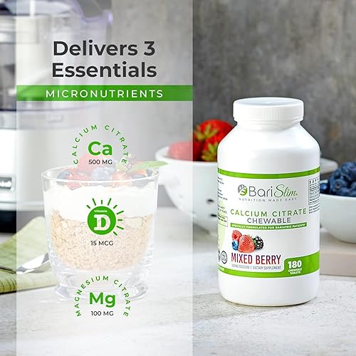 Miniatura 4 de BariSlim Citrato de calcio bariátrico y multivitamínico bariátrico masticable completo, vitamina bariátrica y suplemento para cirugía post