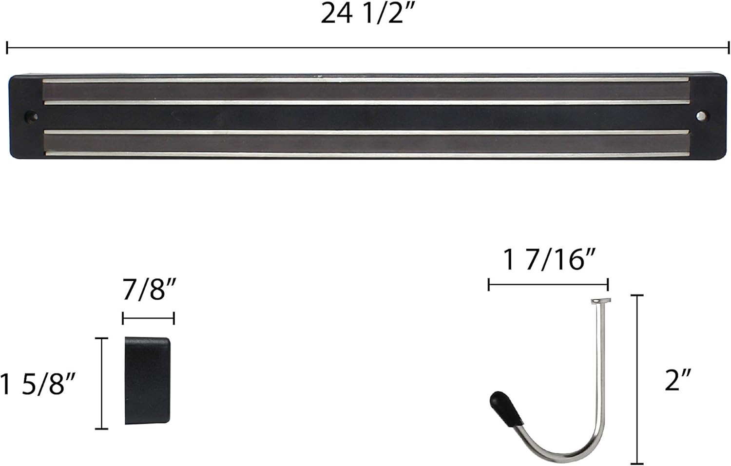 Thunder Group SLGB024 Magnetic Bar, 24-Inch, Black