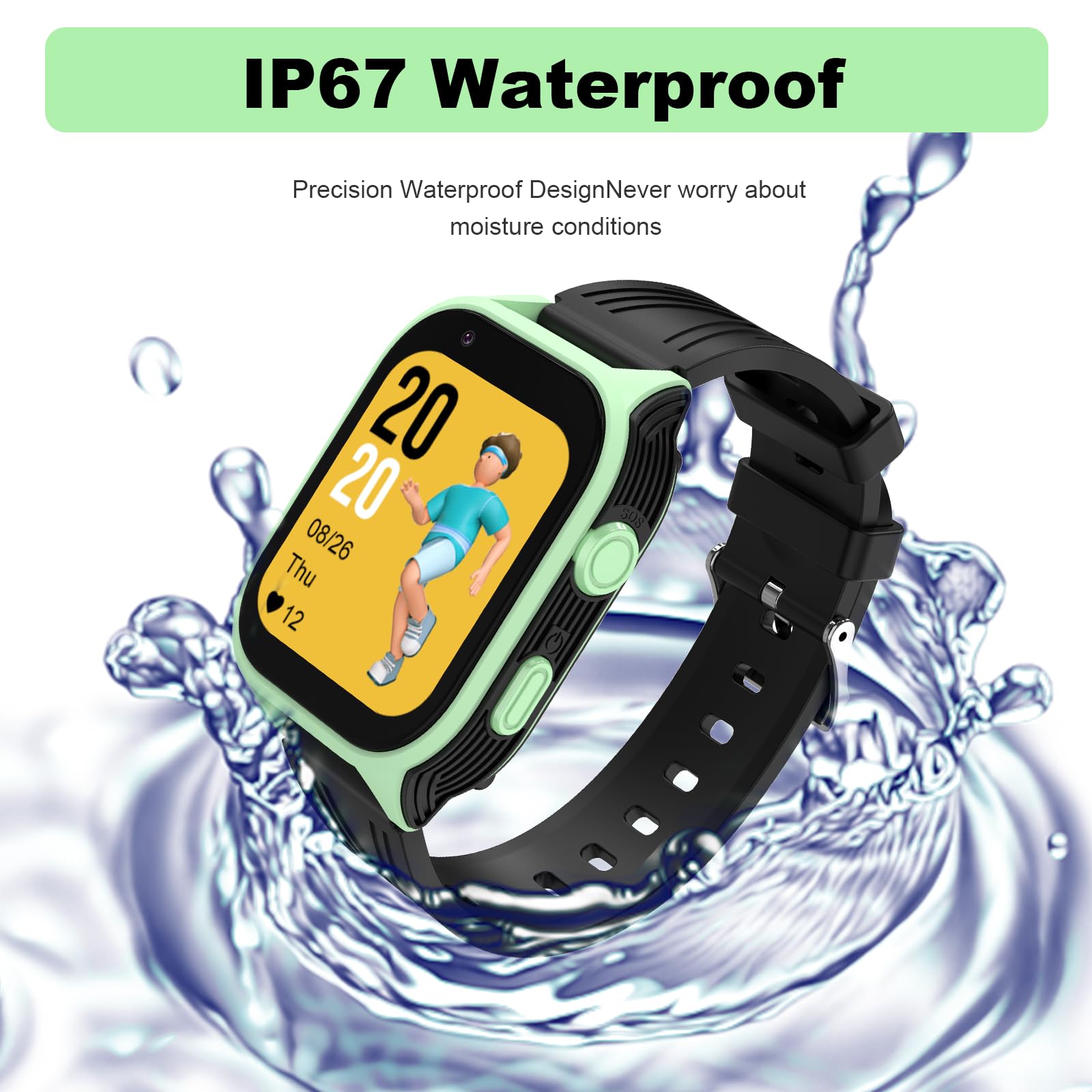 Reloj inteligente 4G seguro para niños con rastreador GPS Whatsapp de 1.8 pulgadas, pantalla táctil grande, WiFi, llamadas, chat de video por voz, SOS, Bluetooth, alarma, podómetro, música, reloj
