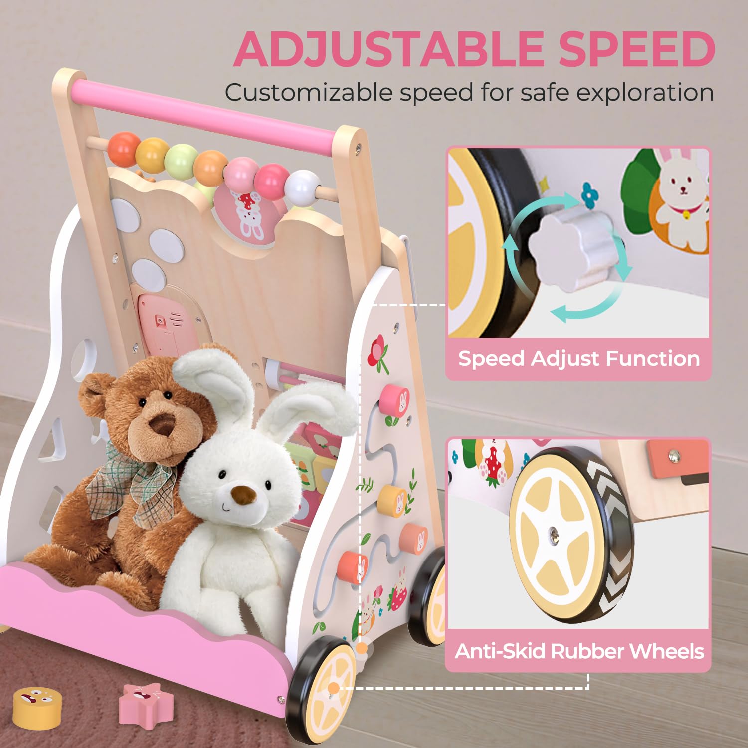Giocattolo scorrevole in legno per imparare a camminare per bambini BPW668