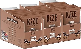 - KiZE Energy Bars - Cookie Dough - 30-Count - Gluten Free, Dairy Free, Non-GMO, and High Protein Meal Replacement Energy Bars, Clean and Simple Food Ingredients - 10g High Protein Snacks (30 Count)