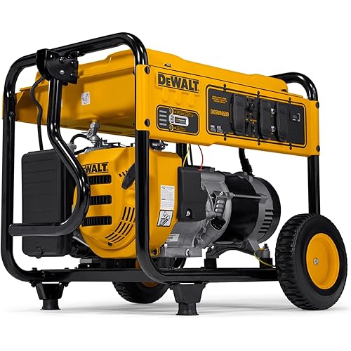 DeWalt 6,500-Watt Portable Gas Generator - 389cc Engine - Idle Control - Durable Wheels - Covered Outlets - CO Protect Technology - Jobsite and Emergency Power Ready