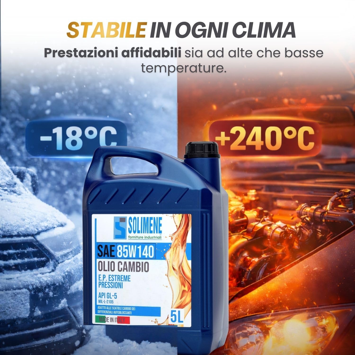Solimene Olio Cambio SAE 85W140 API GL-5, Lubrificante EP Estreme Pressioni per Differenziali Autobloccanti e Ingranaggi Ipoidi. MIL-L-2105. Prodotto Italiano