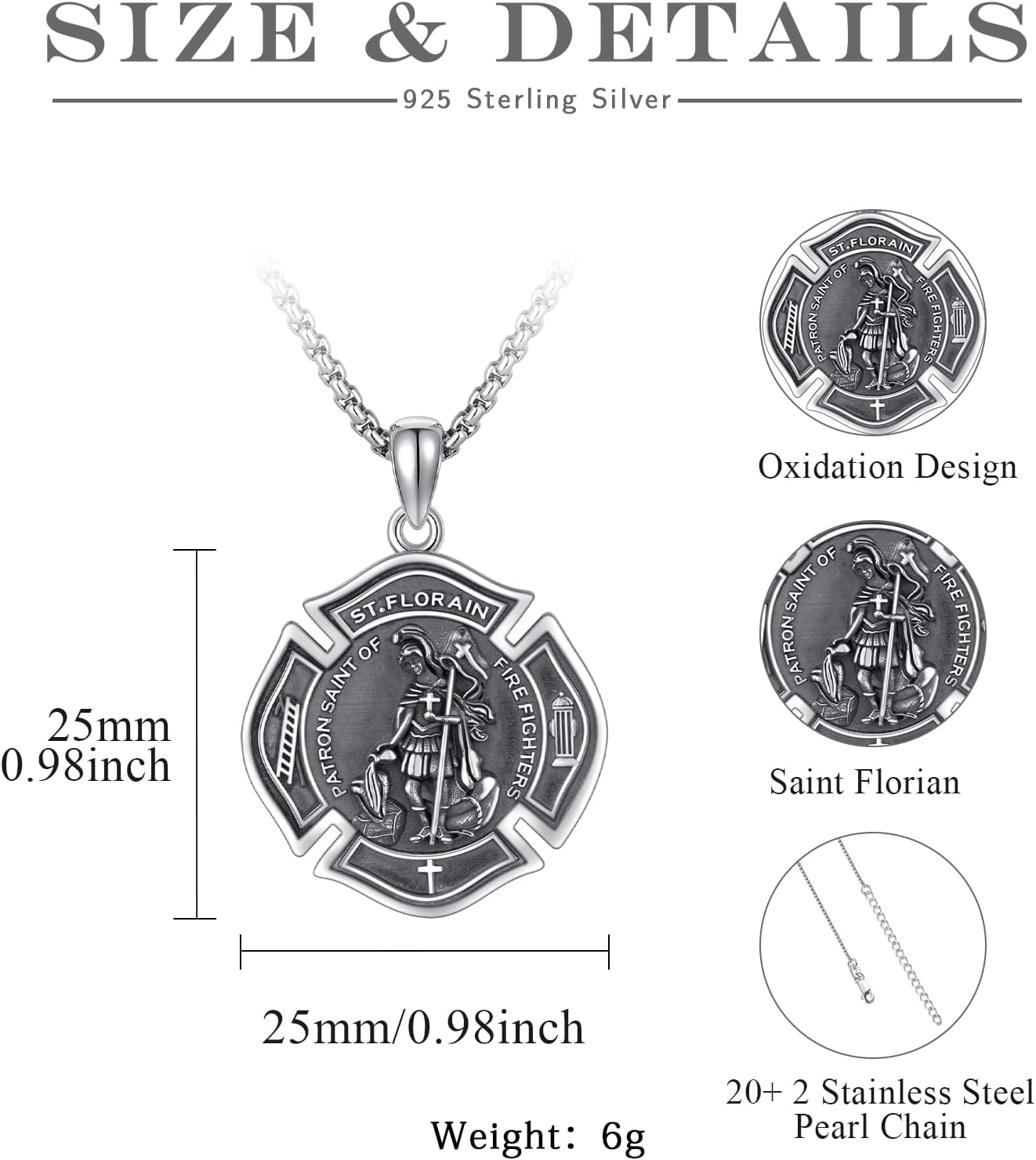 925 Sterling Silver Saint Medal Pendant Necklace Men Women Catholic Medal Talisman Protect Us Jewelry Religious Gifts Stainless Steel Chain - Image 6