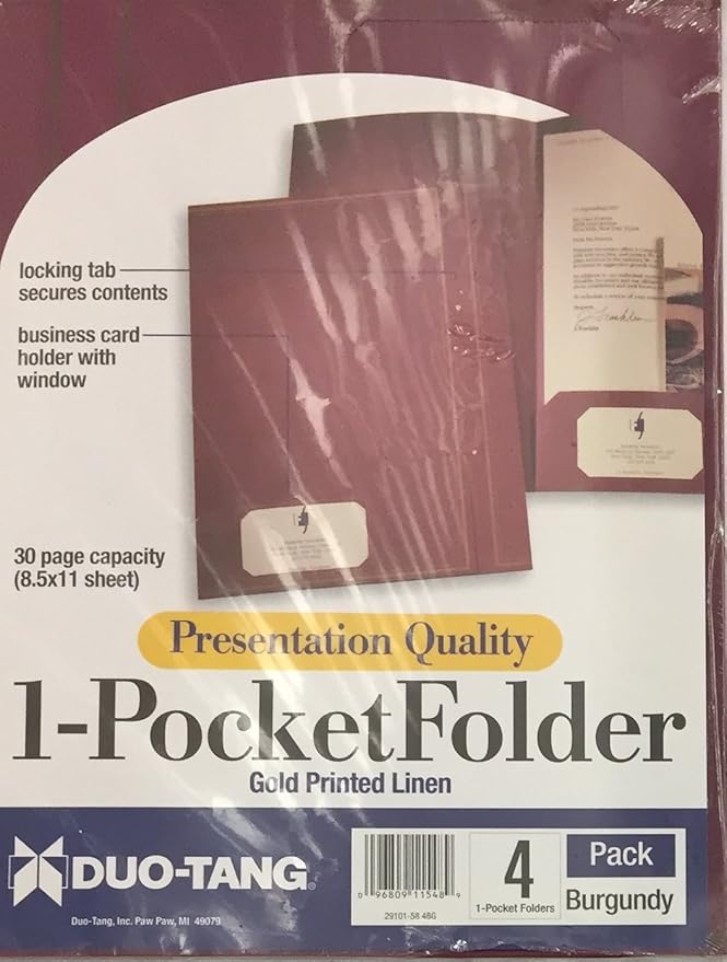 DuoTang Burgundy 4 Count, 1Pocket Presentation Folders Amazon.ca