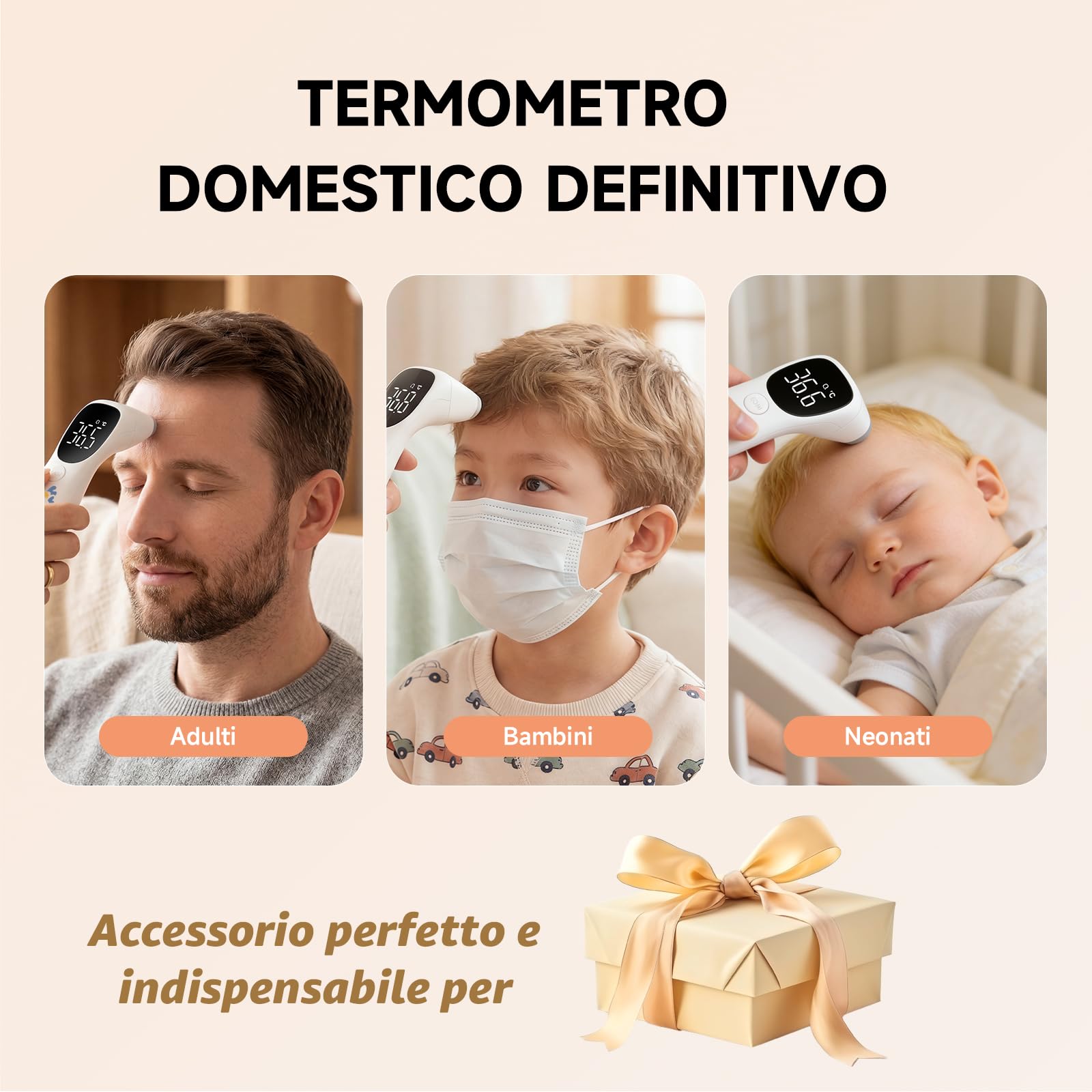 Design unico disegnato a mano | Termometro digitale senza contatto e auricolare – adatto per adulti e neonati, con funzione memoria (fiore)