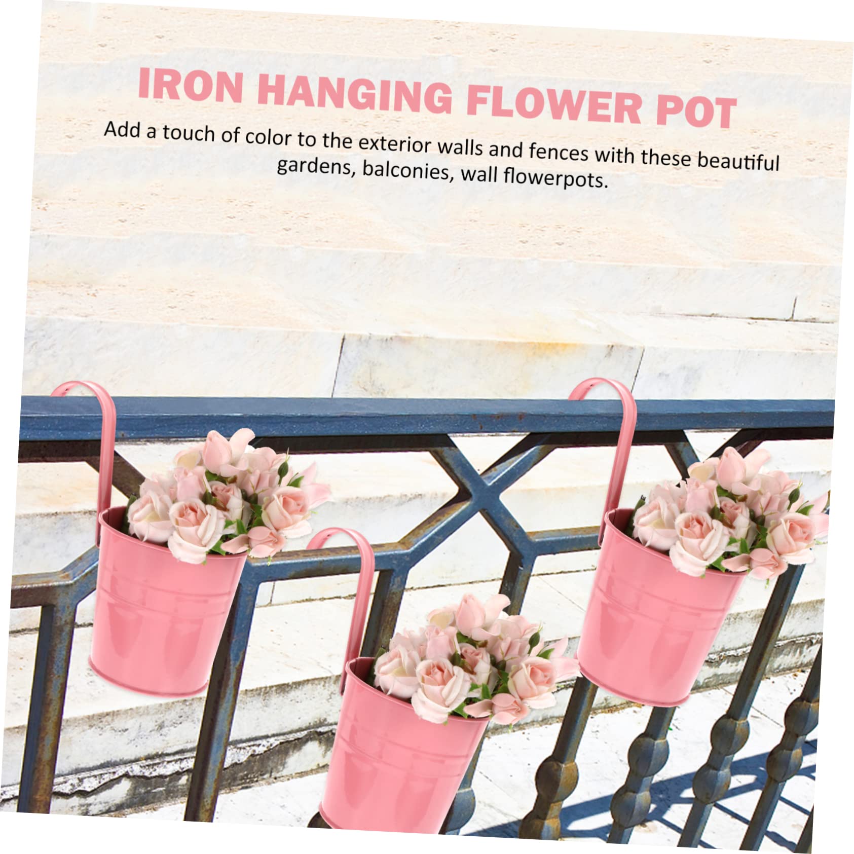 POPETPOP Porte-Fleurs Suspendu en Fer Rose 6 Pièces Décoratif
