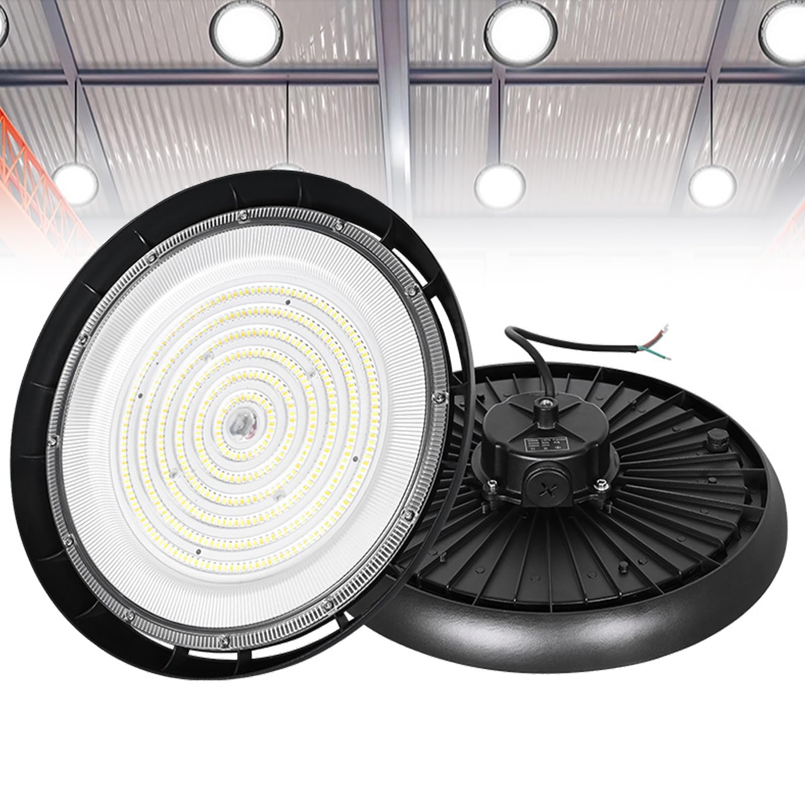 UFO LED High Bay Light 100W 150W 200W 3-Color Temperature 3000K 4000K 6000K 30000LM Plug Play LED Shop